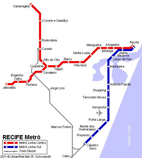 map of metro in Recife